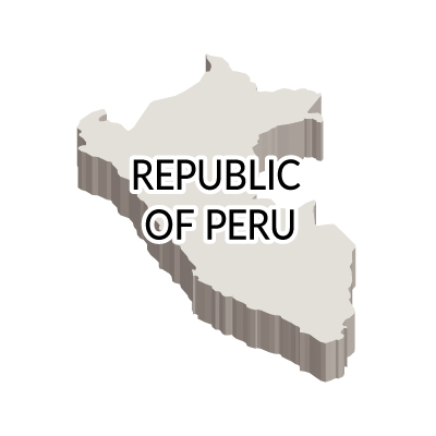 ペルー共和国無料フリーイラスト｜英語・立体(白)